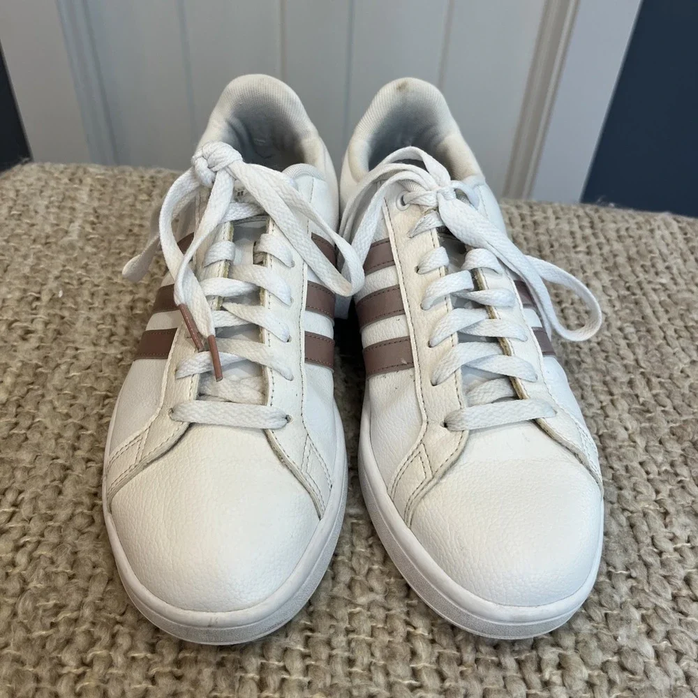 Adidas Women Cloudfoam Advantage DA9524‎ White Rose Gold Shoes Sneakers Size 9.5
